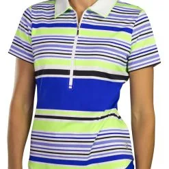 JoFit Women's Tipped Polo - Mai Tai Stripe