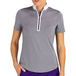 JoFit Women's Melange Mock Polo - Fog